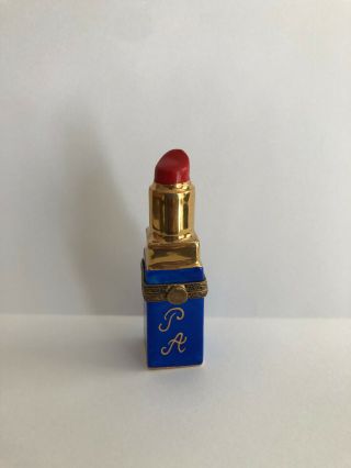 Vintage Peint Main Limoges France Trinket Box Lipstick Case