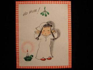Vintage " Susie - Q Under The Mistletoe - Norcross " Christmas Greeting Card