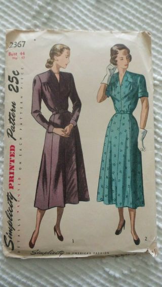 1948 Vintage Simplicity Sewing Pattern 2367 Misses 