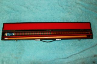 Rare Early Vintage Brunswick 2pc Flat Side Base Pool Cue Stick In Case