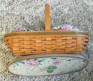 Victorian Longaberger Basket,  Protector,  Pink Flowered Liner With Matching Lid