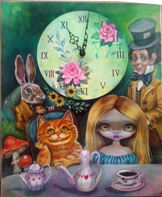 Large Alice In Wonderland Painting Clock Pop Big Eye Art