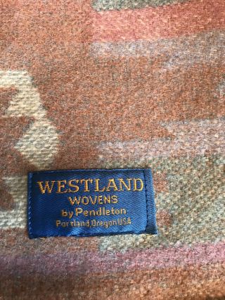 Vintage WESTLAND Woven By PENDLETON Wool Throw BLANKET 60” X 58” 2