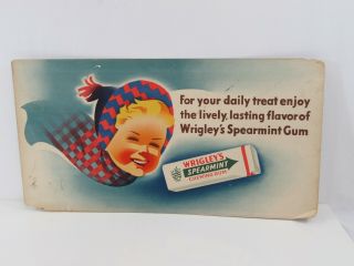 Wrigleys Spearmint Gum Cardboard Sign Vtg 1930s Dorothy & Otis Rare Bus Trolley