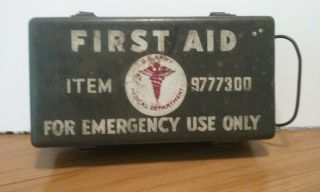 Vintage Wwii Us Army Vehicle First Aid Kit Ready For Jeep / Wc Installation Full