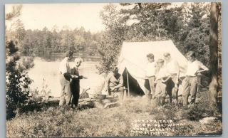 Campfire Tent Boys Camp Minne - Wonka Three Lakes Wi Photo Rppc Parfitt 1910s