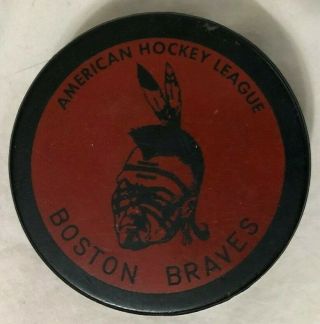 Boston Braves Vintage American Hockey League Ahl Puck - Jack In The Box