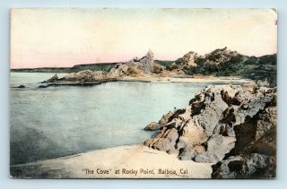 Balboa,  Newport Beach,  Ca - Hand Colored Postcard Of The Cove At Rocky Point
