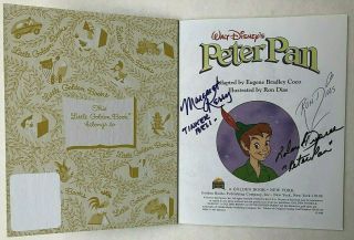 Walt Disney ' s PETER PAN Autographed Little Golden Book Signed by 3 3