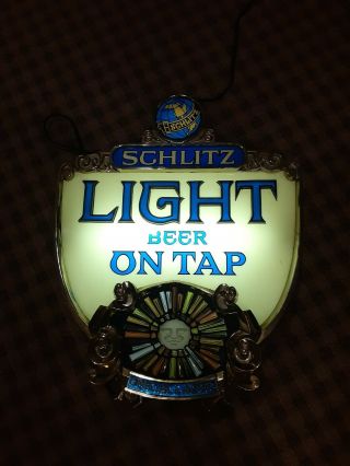 Vintage 1976 Schlitz Light Beer On Tap Special Lager Lighted Motion Sign