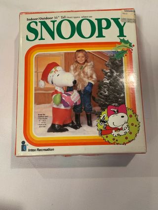 Vintage Inflatable 36 " Stand Up Snoopy Happy Holidays Intex 1989 Indoor Outdoor