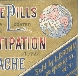 Bar Mills,  Me Trade Card,  Globe Pills For Constipation By H W Palmer C748
