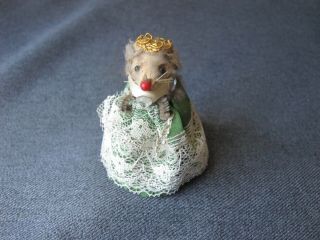 Vintage Fur Animals W Germany Mouse Green Dress Queen Label 32