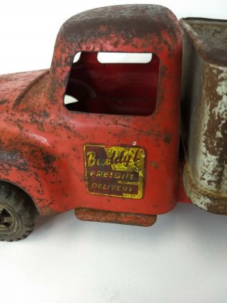 VINTAGE 1950 ' s BUDDY L FREIGHT TRANSPORT STAKE TRUCK PRESSED STEEL TOY 2