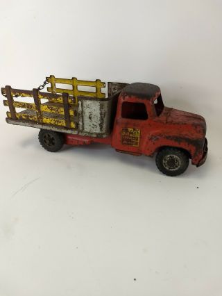 VINTAGE 1950 ' s BUDDY L FREIGHT TRANSPORT STAKE TRUCK PRESSED STEEL TOY 3