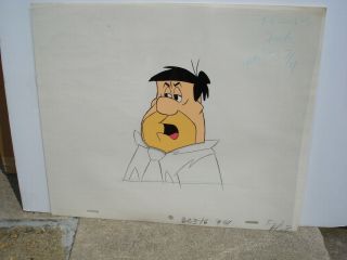 Hanna Barbera Production Cel And Drawing Fred Flinstones