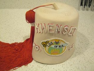 Vintage Shriner / Masonic Ladies - Fez - Jewels - Tassle - With Hat Box