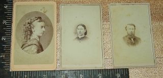 3 Civil War Era Cdvs Purdy Family Richmond Illinois 2 Revenue Stamps