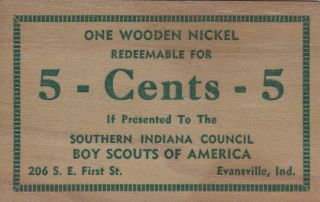 Boy Scout 1957 Jamboree Flat Wooden Nickel Southern Idianna Council Coin Token