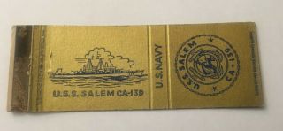 Vintage Matchbook Cover Matchcover Us Navy Ship Uss Salem Ca 139