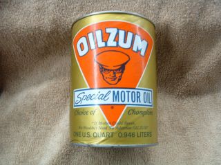 Vintage Oilzum Motor Oil Cans Full With Minor Dings And 50 Yrs Shelf Wear