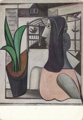 Pablo Picasso Paint Vintage Postcard Edition Nomis 1940s Bust Before The Window