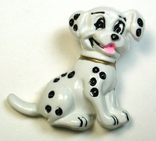 Bb Vintage Polymer Button Realistic Dalmatian Pup From 101 Dalmatians 1 & 3/16 "