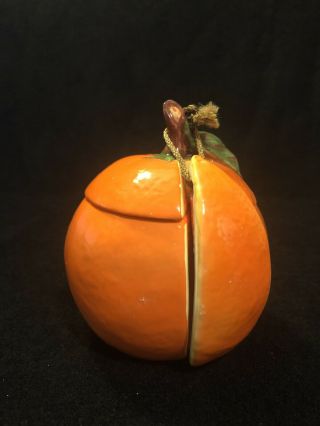 Vtg Shafford Japan Segmented Orange Ceramic Fruit Sugar Bowl Jam Jar Salt Dish