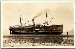 Eagle River,  Ak - Ss Northwestern Steamship Ashore - Winter & Pond Rppc
