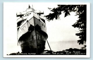C1940s Winter & Pond Rppc Of Ss Prince Rupert Steamship Stranded In 1917 - Rppc