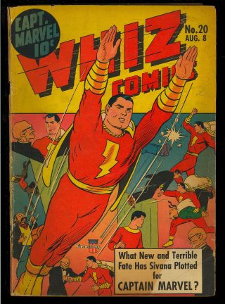 Whiz Comics 20 Unrestored Captain Marvel Fawcett Comic 1941 Gd - Vg
