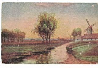 Aug 27 1907 Postcard Sunset In Holland 1 Cent Franklin Green Stamp