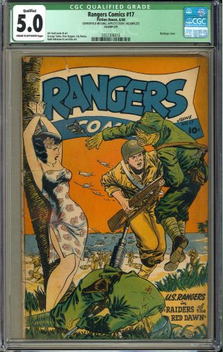 Rangers Comics 17 (missing Cf) Good Girl Wwii Bondage Cover 1944 Cgc 5.  0