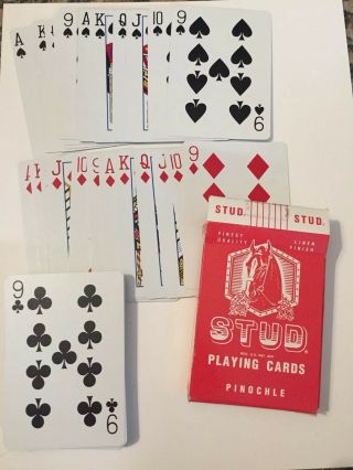 Stud Playing Cards Pinochle Vintage Walgreens