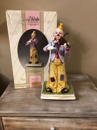 Melody In Motion Muscial Clown Playing Violin Waco Bisque Porcelain