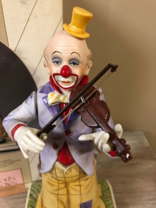 Melody In Motion Muscial Clown Playing Violin Waco Bisque Porcelain 3