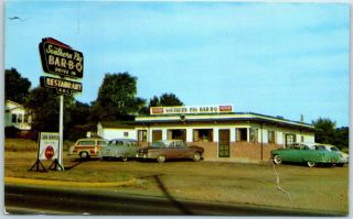 1950s Alexandria,  Virginia Postcard Southern Pig Barbecue Roadside Bbq Restauran