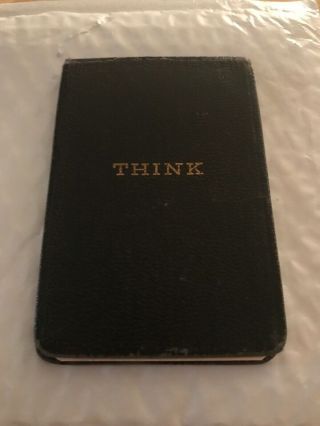 Vintage 30s Or 40s Ibm " Think " Notepad Memo Pad Leather Cover With Paper