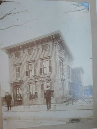 Carded Photo.  The Erie House.  33 Schuyler Street Utica Ny.  C 1875.  Mrs.  E.  Hess