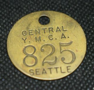 L5389 - Vintage Central Ymca Seattle Brass Membership Tag Fob