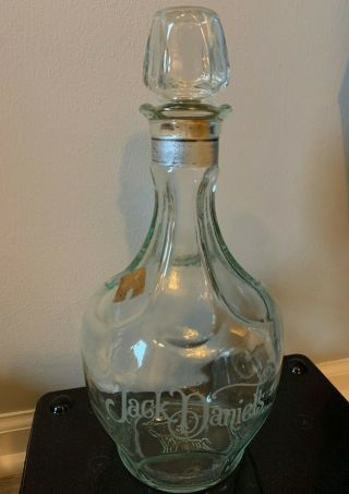 1901 Jack Daniels Vintage Etched Glass Decanter 1.  75 L Bottle 12.  5 Inch