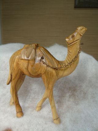 Vintage Hand Carved Wood Camel Figurine Statue