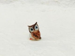 Miniature Owl Bird Tiny Animal Ceramic Figurine Handmade Collectible Decor Gift