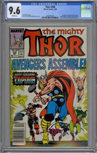 Mighty Thor 390 Cgc 9.  6 Nm,  Wp Captain America Lifts Thor 