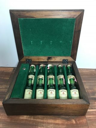 1980 John Jameson Vintage 200 Years Mirrored Wood Music Box 10 Empty Mini - Bottle 2