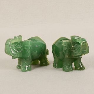 Hand Carved Natural Green Aventurine Jade Stone Craving Elephant Statue Decor 3