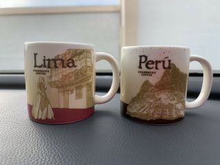 Mini Small Starbucks Lima & Peru Demitasse Mug Espresso Coffee Cups Set 3 Oz
