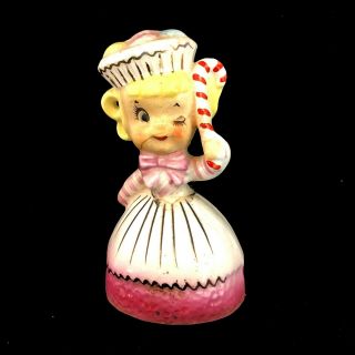 Vtg.  Enesco Sweet Shoppe Winking Girl With Candy Cane Single Shaker -