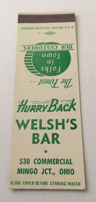 Vintage Matchbook Cover Matchcover Welsh’s Bar Mingo Jct Oh Salesman’s