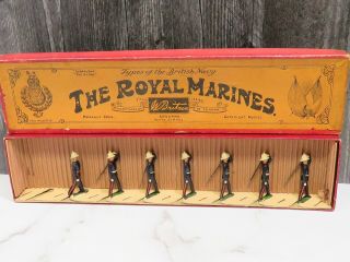 Vintage W Britain British Navy The Royal Marines Toy Box Moveable Arms England